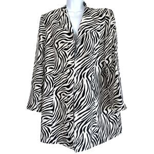 Vintage Louben Silk Zebra Print Open Jacket Size 14 Artsy Wear‎ to Work Formal